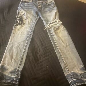 AMIRI Light Blue Denim with Black Accents